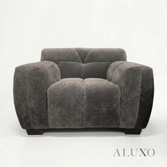 ALUXO® Harlem Armchair – Cocoa Chocolate Mermaid Velvet | Deep Channel Stitched