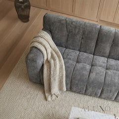 ALUXO® Harlem 3 Seater Sofa – Cocoa Chocolate Mermaid Velvet | Deep Channel Stitched