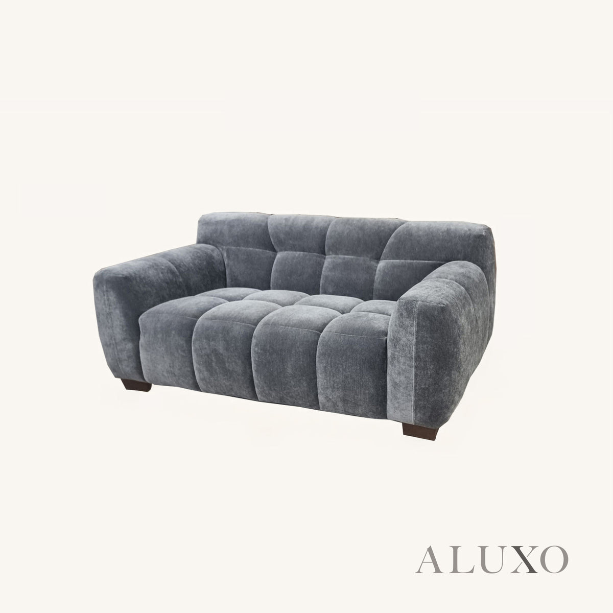 ALUXO® Harlem 2/3 Seater Sofa, Armchair & Footstool – Steel Grey Velvet