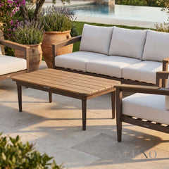 (PRE-ORDER) ALUXO® Hemera 5-Seater Luxury Lounge Set – Truffle Aluminium & PS Wood Slat Table
