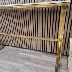 Jiro Gold Console Table – 120x40cm Slim Polar White Sintered Stone Top, Luxury Design