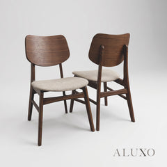 ALUXO® Daisy 1.5m Walnut Dining Set – 4-Leg Base Table with 4/6 Kingswood Oatmeal Bouclé Chairs