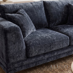 ALUXO® Lenox 2 Seater Compact Sofa – Aegean Blue Mermaid Velvet | Mid-Century Modern