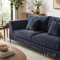 ALUXO® Lenox 3+2 Seater Sofa Set – Aegean Blue Mermaid Velvet | Mid-Century Modern