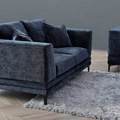 ALUXO® Lenox 3 & 2 Seater Sofa – Aegean Blue Velvet | Mid-Century Modern Comfort
