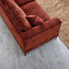 ALUXO® Lenox 3 & 2 Seater Sofa – Rust Velvet | Mid-Century Modern Comfort