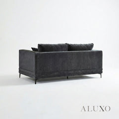 ALUXO® Lenox 2 Seater Compact Sofa – Steel Grey Velvet | Mid-Century Modern