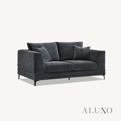 ALUXO® Lenox 3 & 2 Seater Sofa – Steel Grey Velvet | Mid-Century Modern Comfort