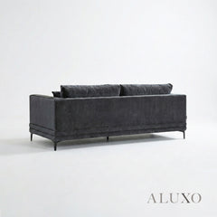 ALUXO® Lenox 3 Seater Sofa – Steel Grey Velvet | Mid-Century Modern