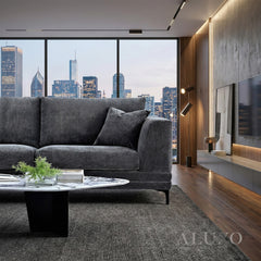 ALUXO® Lenox 3+2 Seater Sofa Set – Steel Grey Velvet | Mid-Century Modern
