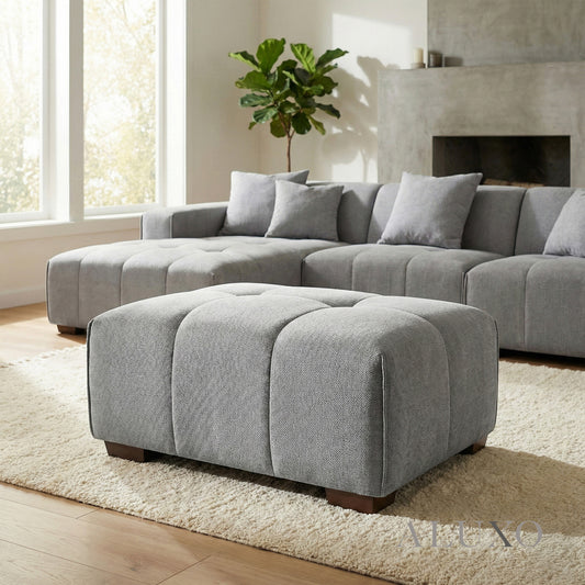 ALUXO® Leonard Modular Footstool – Cloudy Grey Bouclé