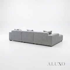 ALUXO® Leonard Left Hand Facing (LHF) Corner Sofa – Cloudy Grey Bouclé