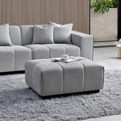 ALUXO® Leonard Left Hand Corner Sofa – Cloudy Grey Bouclé Fabric
