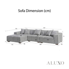 ALUXO® Leonard Left Hand Facing (LHF) Corner Sofa – Cloudy Grey Bouclé