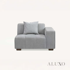 ALUXO® Leonard Left Hand Corner Sofa – Cloudy Grey Bouclé Fabric