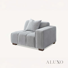 ALUXO® Leonard Left Hand Corner Sofa – Cloudy Grey Bouclé Fabric