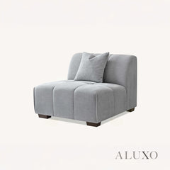ALUXO® Leonard Left Hand Corner Sofa – Cloudy Grey Bouclé Fabric