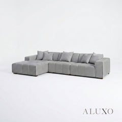 ALUXO® Leonard Left Hand Facing (LHF) Corner Sofa – Cloudy Grey Bouclé