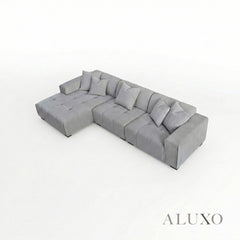 ALUXO® Leonard Left Hand Facing (LHF) Corner Sofa – Cloudy Grey Bouclé