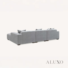ALUXO® Leonard Right Hand Corner Sofa – Cloudy Grey Bouclé Fabric