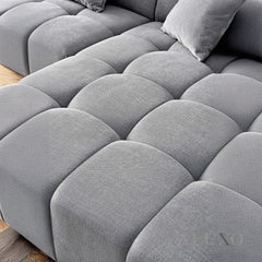 ALUXO® Leonard Right Hand Corner Sofa – Cloudy Grey Bouclé Fabric