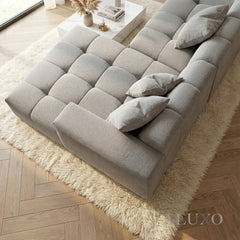 ALUXO® Leonard Right Hand Facing (RHF) Corner Sofa – Cloudy Grey Bouclé