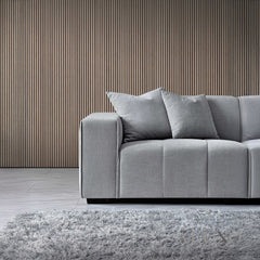 ALUXO® Leonard Right Hand Corner Sofa – Cloudy Grey Bouclé Fabric