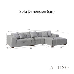 ALUXO® Leonard Right Hand Facing (RHF) Corner Sofa – Cloudy Grey Bouclé