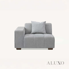 ALUXO® Leonard Right Hand Corner Sofa – Cloudy Grey Bouclé Fabric