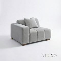 ALUXO® Leonard Right Hand Facing (RHF) Corner Sofa – Cloudy Grey Bouclé