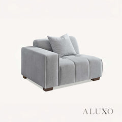 ALUXO® Leonard Right Hand Corner Sofa – Cloudy Grey Bouclé Fabric