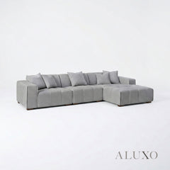 ALUXO® Leonard Right Hand Facing (RHF) Corner Sofa – Cloudy Grey Bouclé