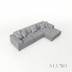 ALUXO® Leonard Right Hand Facing (RHF) Corner Sofa – Cloudy Grey Bouclé