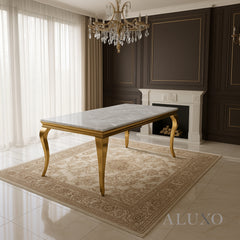 Lorens Gold 180cm Marble Dining Table with 4-Leg Base – 5 Marble Colour Options