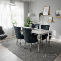 Lorens 180cm Marble Dining Table with Chrome 4-Leg Base – 5 Marble Colour Options