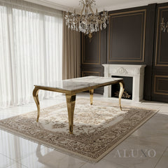 Lorens Gold 180cm Marble Dining Table with 4-Leg Base – 5 Marble Colour Options