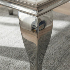 Lorens 200cm Marble Dining Table with Chrome 4-Leg Base – Cream | White