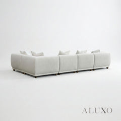 ALUXO® Lottie 5-Piece Modular Corner Sofa – Polar Bouclé | Customisable Layout