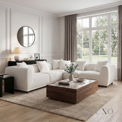ALUXO® Lottie 5-Piece Modular Corner Sofa – Polar Bouclé | Customisable Layout