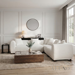 ALUXO® Lottie 5-Piece Modular Corner Sofa – Polar Bouclé | Customisable Layout