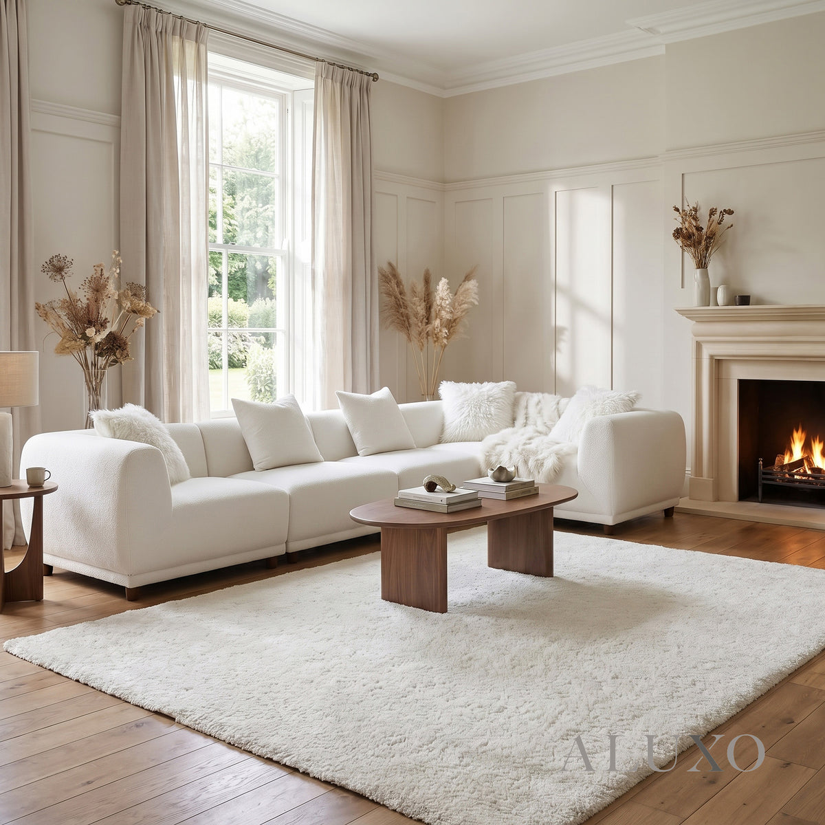 ALUXO® Lottie 5-Piece Modular Corner Sofa – Polar Bouclé | Customisable Layout