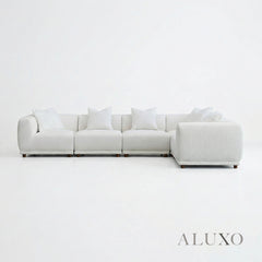 ALUXO® Lottie 5-Piece Modular Corner Sofa – Polar Bouclé | Customisable Layout
