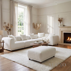 ALUXO® Lottie Modular Footstool – Polar Bouclé | Upholstered Ottoman