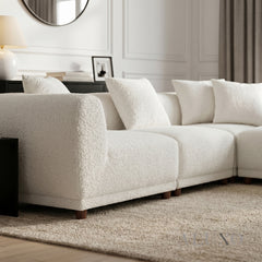 ALUXO® Lottie 5-Piece Modular Corner Sofa – Polar Bouclé | Customisable Layout
