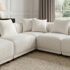 ALUXO® Lottie 5-Piece Modular Corner Sofa – Polar Bouclé | Customisable Layout