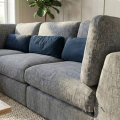Madison 4+1 Seater Modular Sofa – Blue Chenille | Includes Storage Footstool