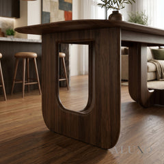 ALUXO® Madrid 200cm Walnut Dining Table - Sculptural Open Ebony Base