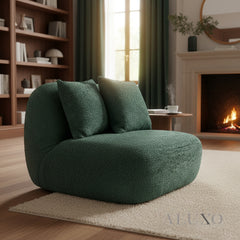 Miami Accent Swivel Sofa Chair | 360° Cozy Bouclé Fabric, Armless Tube Design | Green / Blue / Blush