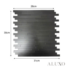 Mosaic Wall Tiles - Brick Black 30cm x 30cm (Set of 10) | Self Adhesive