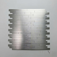 Mosaic Wall Tiles - Brick Chrome 30cm x 30cm (Set of 10) | Self Adhesive